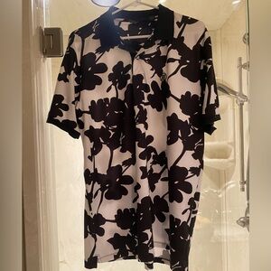 G/FORE Black and White Patterned Polo